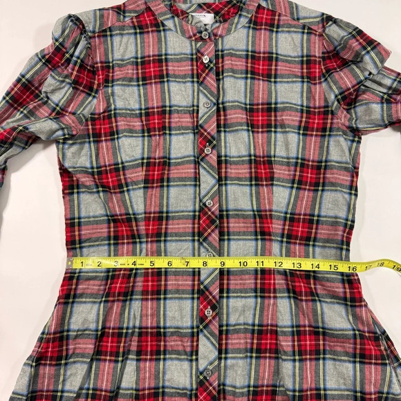 Untuckit Harrison Plaid Shirt Dress Grey Red Holiday Pockets - Picture 7 of 9